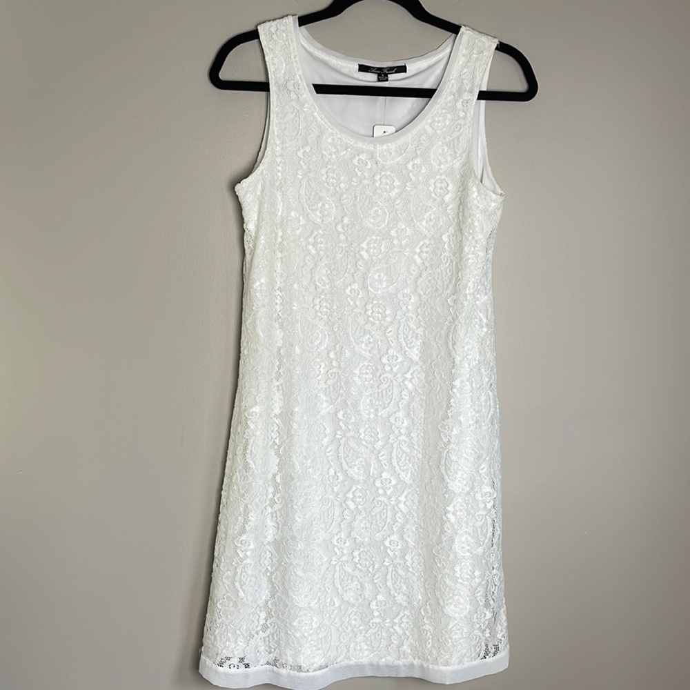 Anne French  Sleeveless Soft  Ivory Lace Dress  Size S